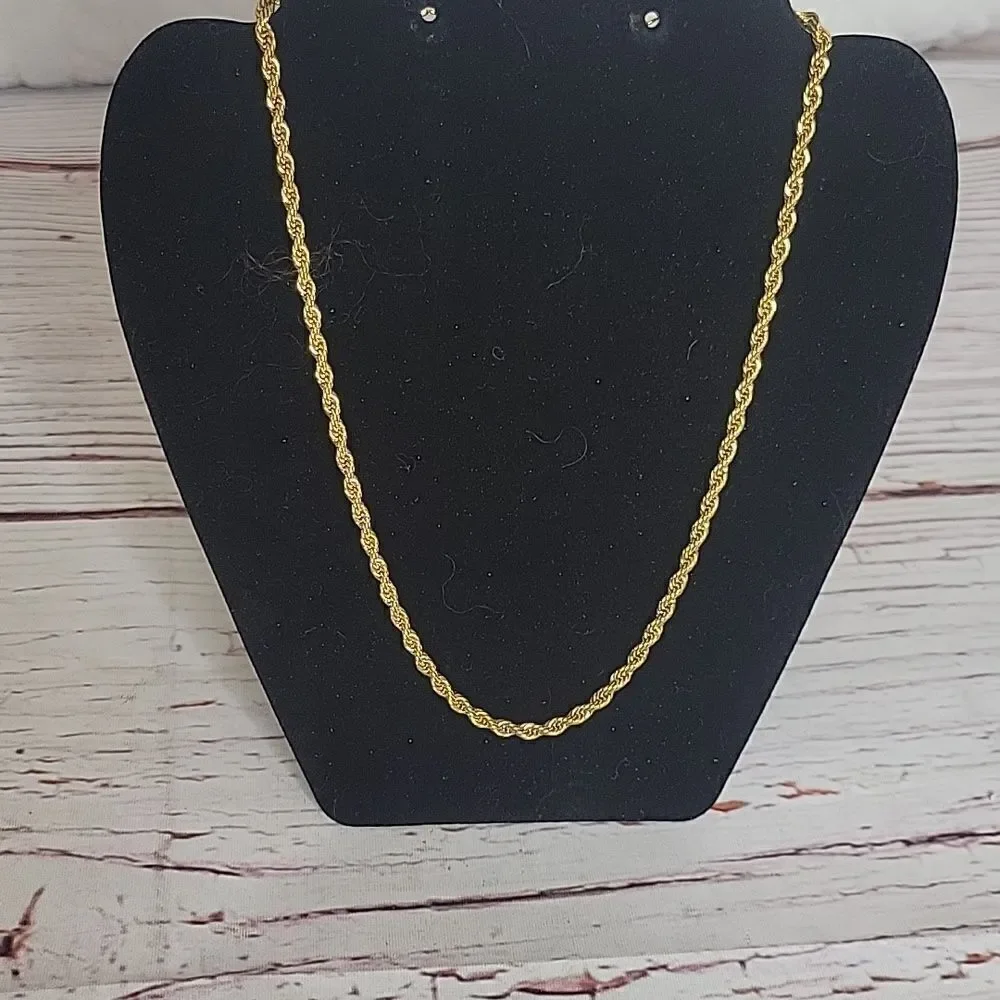 Goldtone Rope Chain 16.5" to 18.5" - Picture 1 of 5